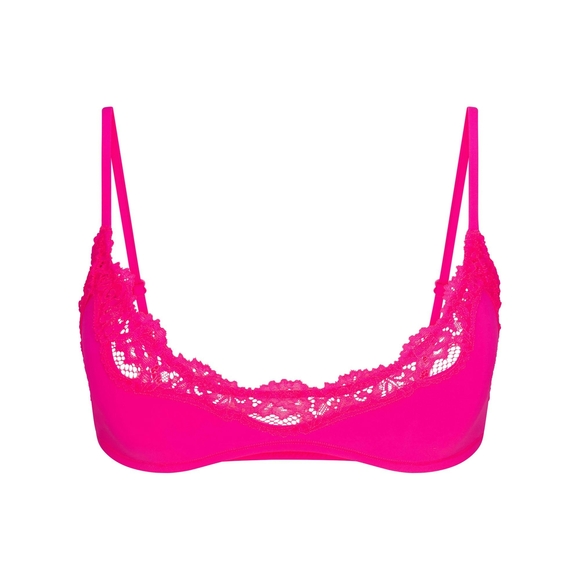 SKIMS Neon Pink Lace Bralette - Picture 1 of 3